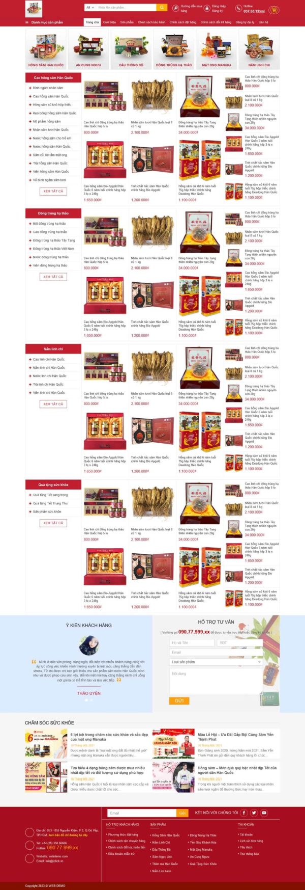 Theme wordpress bán nhân sâm
